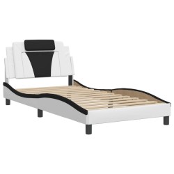 Cadre de lit sans matelas blanc et noir 100x200 cm similicuir 