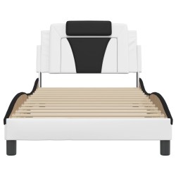 Cadre de lit sans matelas blanc et noir 100x200 cm similicuir 