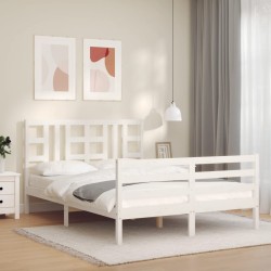 Cadre de lit sans matelas blanc 160x200 cm bois massif 