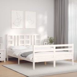 Cadre de lit sans matelas blanc 160x200 cm bois massif 