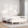 Cadre de lit sans matelas blanc 160x200 cm bois massif 