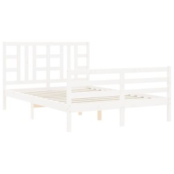 Cadre de lit sans matelas blanc 160x200 cm bois massif 
