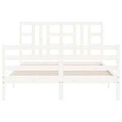 Cadre de lit sans matelas blanc 160x200 cm bois massif 