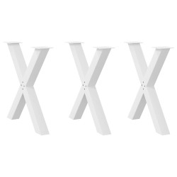 Pieds de table à manger en forme de X, 3 pièces, blanc, 80 x (72-73) cm, acier 
