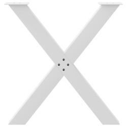 Pieds de table à manger en forme de X, 3 pièces, blanc, 80 x (72-73) cm, acier 