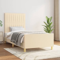 Cadre de lit sans matelas crème 80x200 cm tissu 