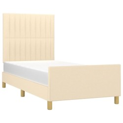 Cadre de lit sans matelas crème 80x200 cm tissu 