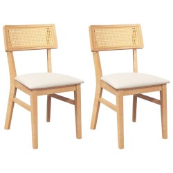 Chaises à manger coussins 2 pcs bois massif caoutchouc 