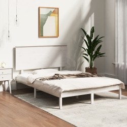 Cadre de lit sans matelas blanc 135x190 cm bois massif 