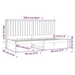 Lit de jour sans matelas 90x200 cm bois de pin massif 