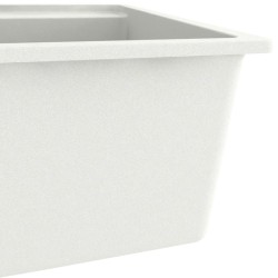 Évier de cuisine avec trou de trop-plein Blanc Granit 