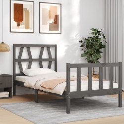 Cadre de lit sans matelas noir 90x200 cm bois de pin massif 
