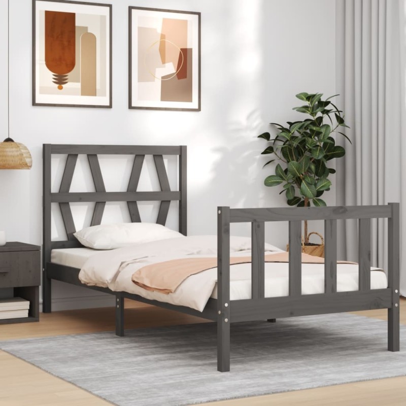 Cadre de lit sans matelas noir 90x200 cm bois de pin massif 