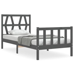 Cadre de lit sans matelas noir 90x200 cm bois de pin massif 