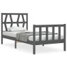 Cadre de lit sans matelas noir 90x200 cm bois de pin massif 