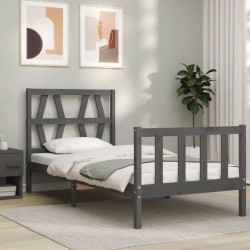 Cadre de lit sans matelas noir 90x200 cm bois de pin massif 