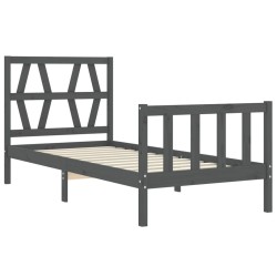 Cadre de lit sans matelas noir 90x200 cm bois de pin massif 
