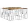 Table basse argenté acier inoxydable/bois massif récupération 