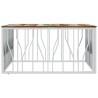 Table basse argenté acier inoxydable/bois massif récupération 