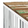Table basse argenté acier inoxydable/bois massif récupération 