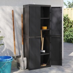 Armoire de rangement d'extérieur noir 65x37x165 cm PP 