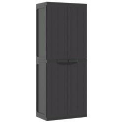 Armoire de rangement d'extérieur noir 65x37x165 cm PP 