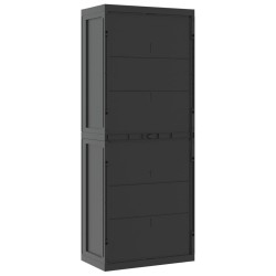 Armoire de rangement d'extérieur noir 65x37x165 cm PP 