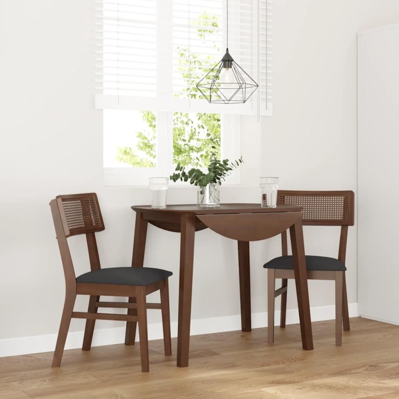 Chaises à manger coussins 2 pcs marron bois massif caoutchouc 