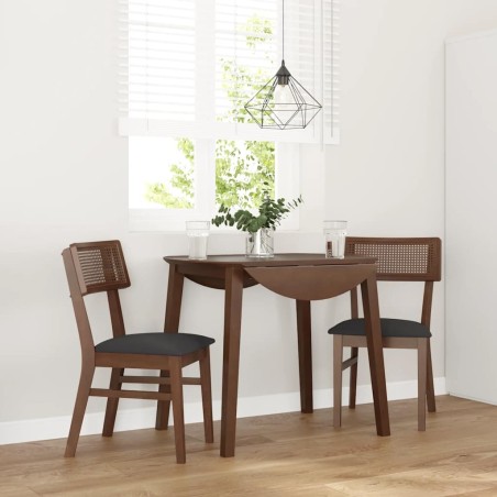 Chaises à manger coussins 2 pcs marron bois massif caoutchouc 