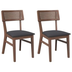 Chaises à manger coussins 2 pcs marron bois massif caoutchouc 