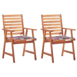 Chaises à manger d'extérieur lot de 2 et coussins Acacia massif 