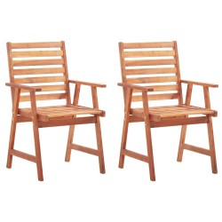 Chaises à manger d'extérieur lot de 2 et coussins Acacia massif 