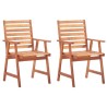 Chaises à manger d'extérieur lot de 2 et coussins Acacia massif 