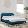 Cadre de lit et tête de lit sans matelas bleu 140x190cm velours 