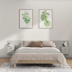 Tête de lit avec armoires Gris béton Bois d'ingénierie 