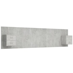 Tête de lit avec armoires Gris béton Bois d'ingénierie 