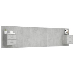 Tête de lit avec armoires Gris béton Bois d'ingénierie 
