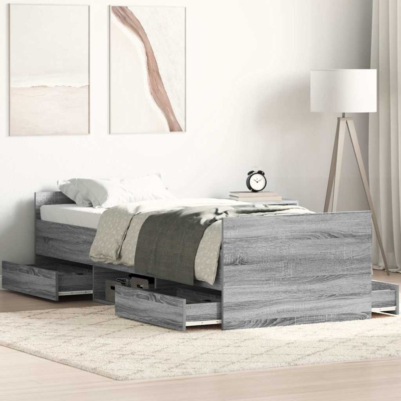 Cadre de lit sans matelas sonoma gris 75x190 cm 