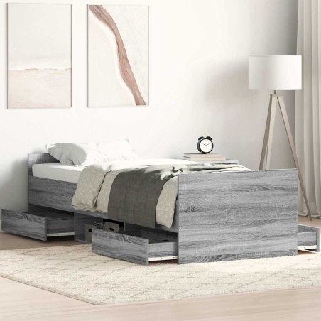 Cadre de lit sans matelas sonoma gris 75x190 cm 