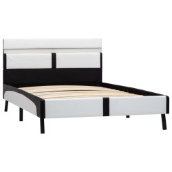 Cadre de lit avec LED sans matelas blanc et noir 90x200 cm 