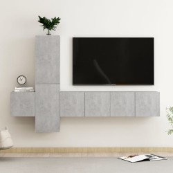 Ensemble de meubles TV 5 pcs Gris béton Bois d'ingénierie 