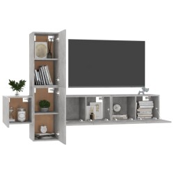 Ensemble de meubles TV 5 pcs Gris béton Bois d'ingénierie 