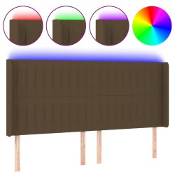 Tête de lit à LED Marron foncé 183x16x118/128 cm Tissu 