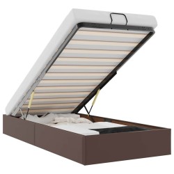 Cadre de lit ottoman sans matelas marron 90x200 cm similicuir 