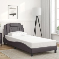 Cadre de lit sans matelas gris 90x190 cm similicuir 