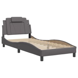 Cadre de lit sans matelas gris 90x190 cm similicuir 