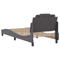 Cadre de lit sans matelas gris 90x190 cm similicuir 