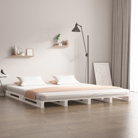 Lit de palette sans matelas blanc bois massif 
