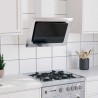 Hotte murale 60 cm Acier inoxydable et verre trempé Argenté 