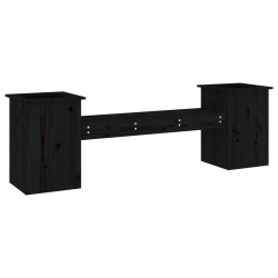 Banc avec jardinières noir 184,5x39,5x56,5cm bois massif de pin 
